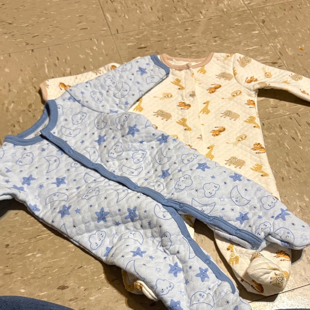 Blue and Cream Kids One Pieces Footies